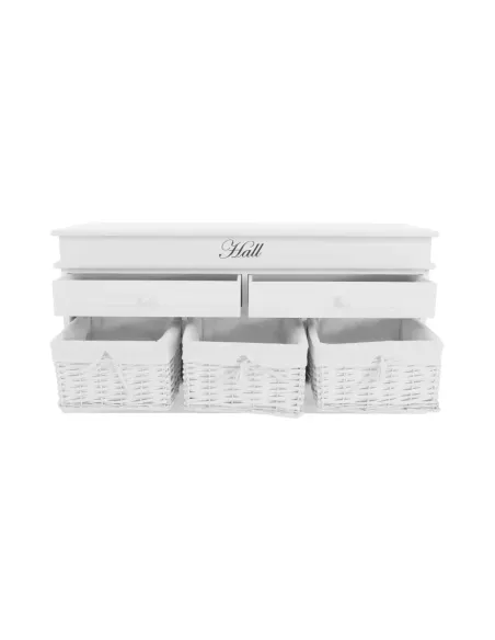 Bancă BLANCO SY1232 pentru hol/dormitor, 100x50x35 cm, Lemn/Răchită/Textil | MobilaOK