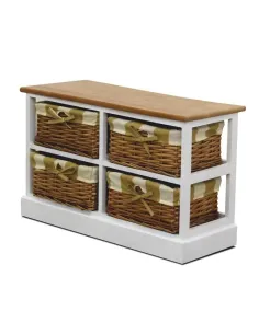Comodă GINGER 4, dormitor/hol, 71x43x28 cm, PAL, răchită, textil | MobilaOK