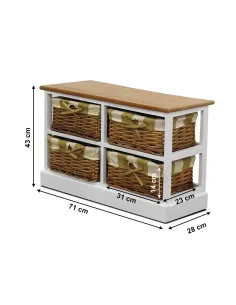 Comodă GINGER 4, dormitor/hol, 71x43x28 cm, PAL, răchită, textil | MobilaOK 2