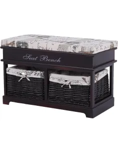 Bancă, SEAT BENCH 3, hol/dormitor/living, 70x45x35 cm, PAL și răchită | MobilaOK