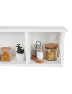Raft suspendat, RAFAELLO, bucătărie baie hol, 55x25x17 cm, Lemn și răchită | MobilaOK 2