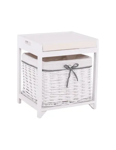 Bancută RUBY1 pentru hol, 40x45x34 cm, Lemn și Răchită | MobilaOK