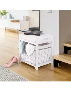 Bancută RUBY1 pentru hol, 40x45x34 cm, Lemn și Răchită | MobilaOK 2