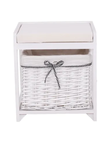 Bancută RUBY1 pentru hol, 40x45x34 cm, Lemn și Răchită | MobilaOK
