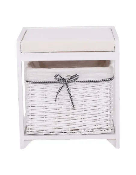 Bancută RUBY1 pentru hol, 40x45x34 cm, Lemn și Răchită | MobilaOK