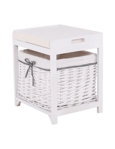 Bancută RUBY1 pentru hol, 40x45x34 cm, Lemn și Răchită | MobilaOK