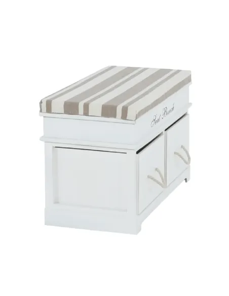 Bancă SEAT BENCH 1 NEW, hol/dormitor, 70x45x35 cm, Lemn, alb/maro | MobilaOK