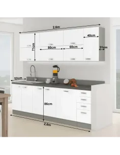 Ansamblu Bucătărie PRADO, 2.6 m, PAL melaminat | MobilaOK 2