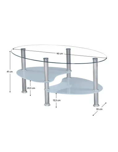 Măsuță de cafea WAVE NEW living 90x55x41 cm oțel/sticlă | MobilaOK