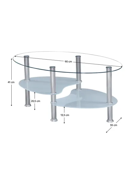 Măsuță de cafea WAVE NEW living 90x55x41 cm oțel/sticlă | MobilaOK