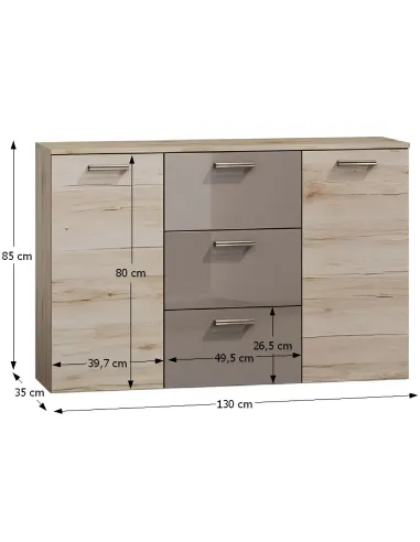 Comodă ASSOR, dormitor/hol/living, 130x85x35 cm, PAL melaminat | MobilaOK