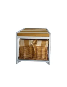 Băncuţă GINGER3 NEW, hol/dormitor, 40x45x35 cm, lemn/răchită/textil | MobilaOK