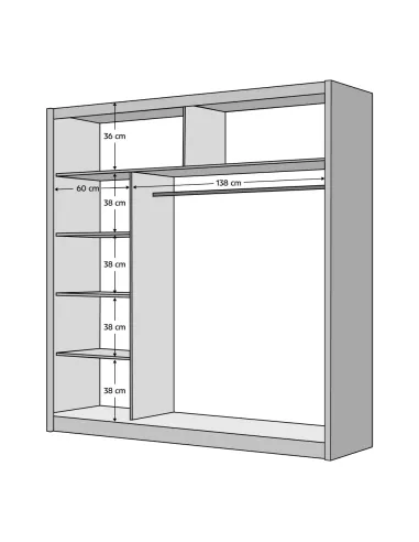 Dulap MERINA 203 pentru dormitor/hol, 203x215x60 cm, PAL melaminat | MobilaOK
