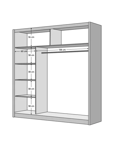 Dulap MERINA 203 pentru dormitor, 203x215x60 cm, PAL melaminat | MobilaOK