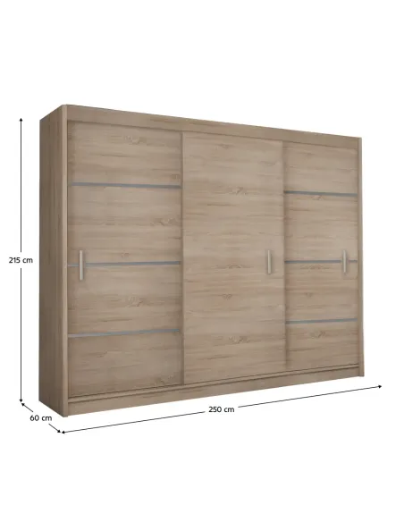 Dulap MERINA 250, dormitor/living, 250x60x215 cm, PAL melaminat | MobilaOK