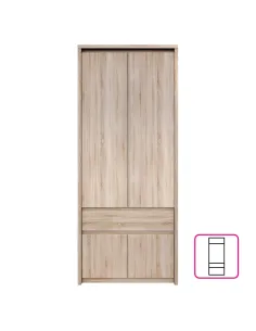Dulap de haine NORTY, dormitor, 88x55x210 cm, PAL melaminat stejar sonoma | MobilaOK