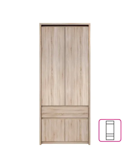 Dulap de haine NORTY, dormitor, 88x55x210 cm, PAL melaminat stejar sonoma | MobilaOK