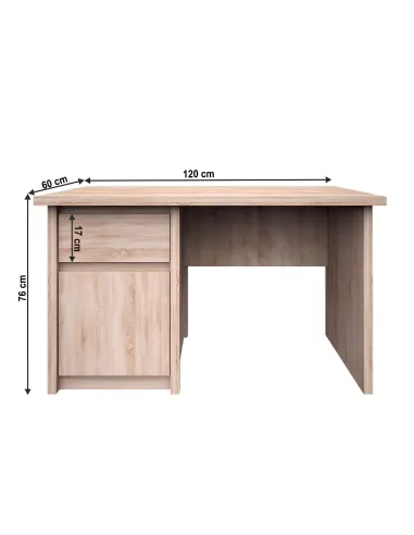 Masă PC TYP 12, NORTY, birou, 120x60x76 cm, PAL melaminat stejar sonoma | MobilaOK