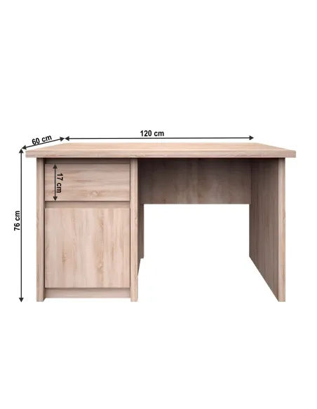 Masă PC TYP 12, NORTY, birou, 120x60x76 cm, PAL melaminat stejar sonoma | MobilaOK