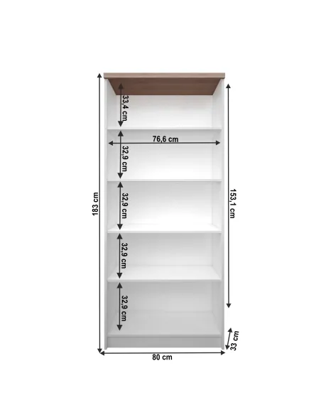 Etajeră TOPTY TYP 06, living/birou, 80x183x33 cm, PAL melaminat | MobilaOK