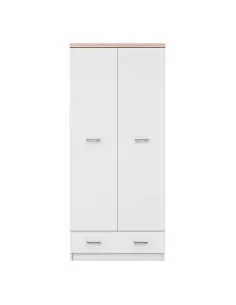 Dulap TOPTY, dormitior/hol/birou, 80x183x57 cm, PAL melaminat alb/stejar sonoma | MobilaOK