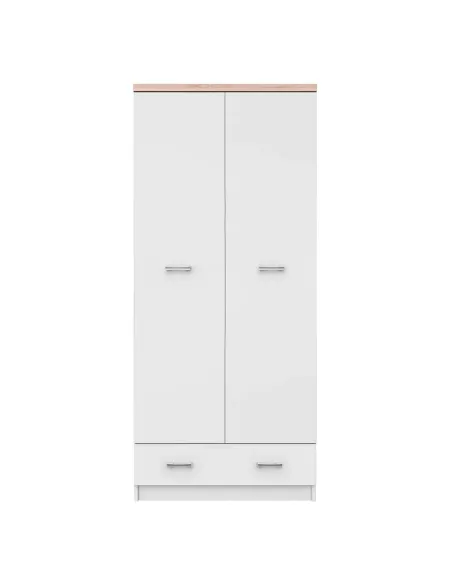 Dulap TOPTY, dormitior/hol/birou, 80x183x57 cm, PAL melaminat alb/stejar sonoma | MobilaOK