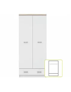 Dulap TOPTY, dormitior/hol/birou, 80x183x57 cm, PAL melaminat alb/stejar sonoma | MobilaOK 2