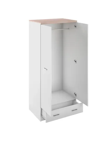 Dulap TOPTY, dormitior/hol/birou, 80x183x57 cm, PAL melaminat alb/stejar sonoma | MobilaOK