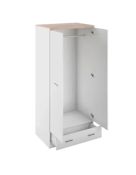 Dulap TOPTY, dormitior/hol/birou, 80x183x57 cm, PAL melaminat alb/stejar sonoma | MobilaOK