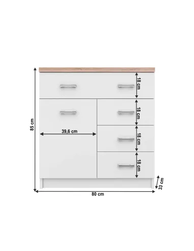 Comodă TOPTY TYP 12, dormitor/hol, 80x85x33 cm, PAL melaminat | MobilaOK