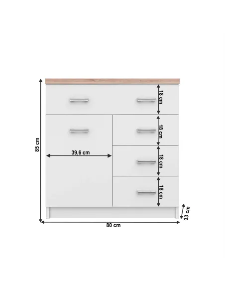 Comodă TOPTY TYP 12, dormitor/hol, 80x85x33 cm, PAL melaminat | MobilaOK