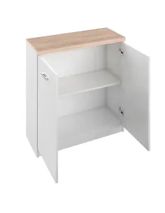 Comodă TOPTY TYP 13 pentru dormitor/hol, 80x85x33 cm, PAL melaminat alb/stejar sonoma | MobilaOK 2