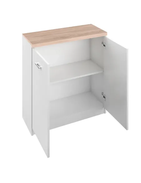 Comodă TOPTY TYP 13 pentru dormitor/hol, 80x85x33 cm, PAL melaminat alb/stejar sonoma | MobilaOK