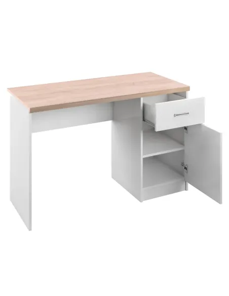Masă PC TOPTY, birou modular, 120x77x55 cm, PAL melaminat alb/stejar sonoma | MobilaOK