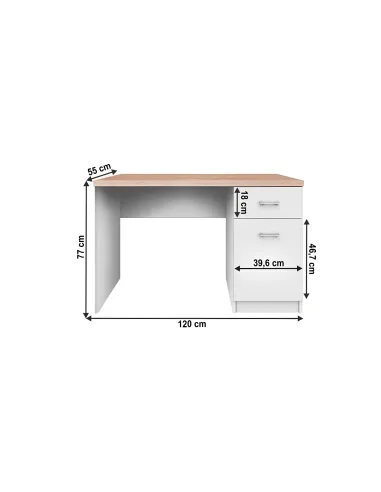 Masă PC TOPTY, birou modular, 120x77x55 cm, PAL melaminat alb/stejar sonoma | MobilaOK