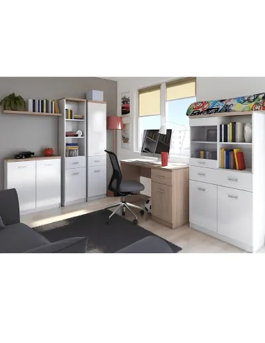 Masă PC TOPTY, birou modular, 120x77x55 cm, PAL melaminat alb/stejar sonoma | MobilaOK