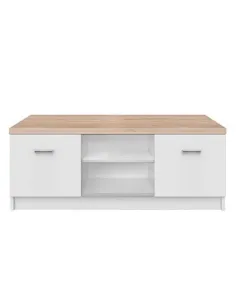 Comodă TV TYP 15, living/dormitor, 120x46x42 cm, PAL melaminat alb/stejar sonoma | MobilaOK