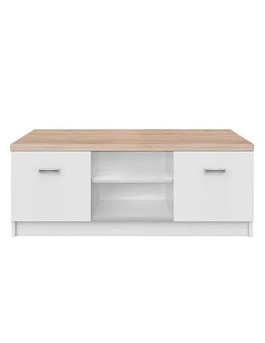 Comodă TV TYP 15, living/dormitor, 120x46x42 cm, PAL melaminat alb/stejar sonoma | MobilaOK