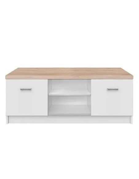 Comodă TV TYP 15, living/dormitor, 120x46x42 cm, PAL melaminat alb/stejar sonoma | MobilaOK