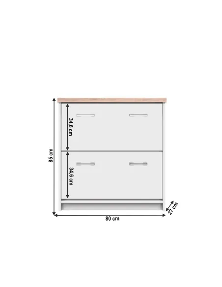 Pantofar TOPTY, 80x85x27 cm, PAL melaminat alb/stejar sonoma | MobilaOK