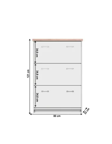 Pantofar TOPTY, 80x121x33 cm, PAL melaminat alb/stejar sonoma | MobilaOK