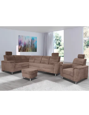 Taburet SANTIAGO pentru living, dormitor, hol - 58x41x58 cm, Textil, picioare metalice | MobilaOK