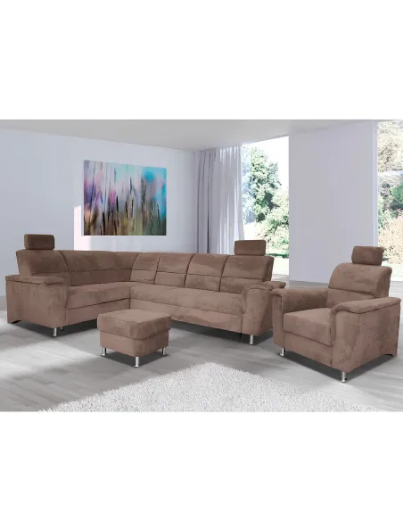 Taburet SANTIAGO pentru living, dormitor, hol - 58x41x58 cm, Textil, picioare metalice | MobilaOK