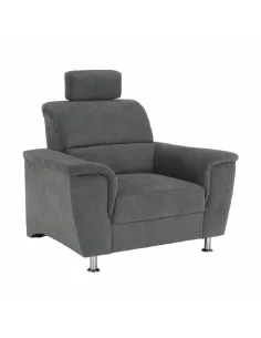 Fotoliu SANTIAGO, Living/Dormitor/Birou, 112x114x92 cm, Textil Gri, Picioare Metal | MobilaOK