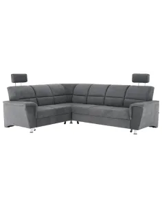 Colțar extensibil SANTIAGO, living, 267x86/114x217 cm, textil gri, picioare metal | MobilaOK