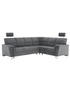 Colțar extensibil SANTIAGO, living, 267x86/114x217 cm, textil gri, picioare metalice | MobilaOK