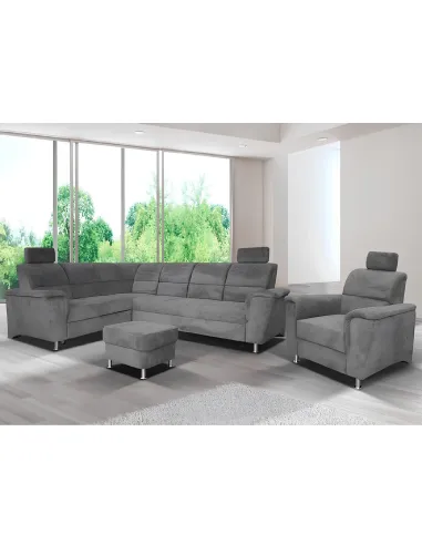 Taburet SANTIAGO, living/dormitor/birou, 58x41x58 cm, Textil Matrix 17 gri, picioare metalice | MobilaOK