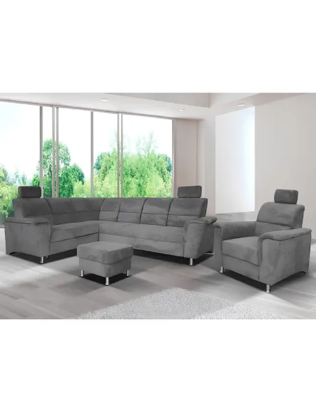 Taburet SANTIAGO, living/dormitor/birou, 58x41x58 cm, Textil Matrix 17 gri, picioare metalice | MobilaOK