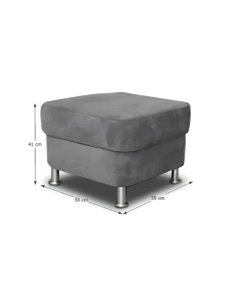 Taburet SANTIAGO, living/dormitor/birou, 58x41x58 cm, Textil Matrix 17 gri, picioare metalice | MobilaOK
