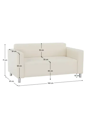 Canapea HOMKER, living, 140x81x71 cm, piele ecologică bej | MobilaOK